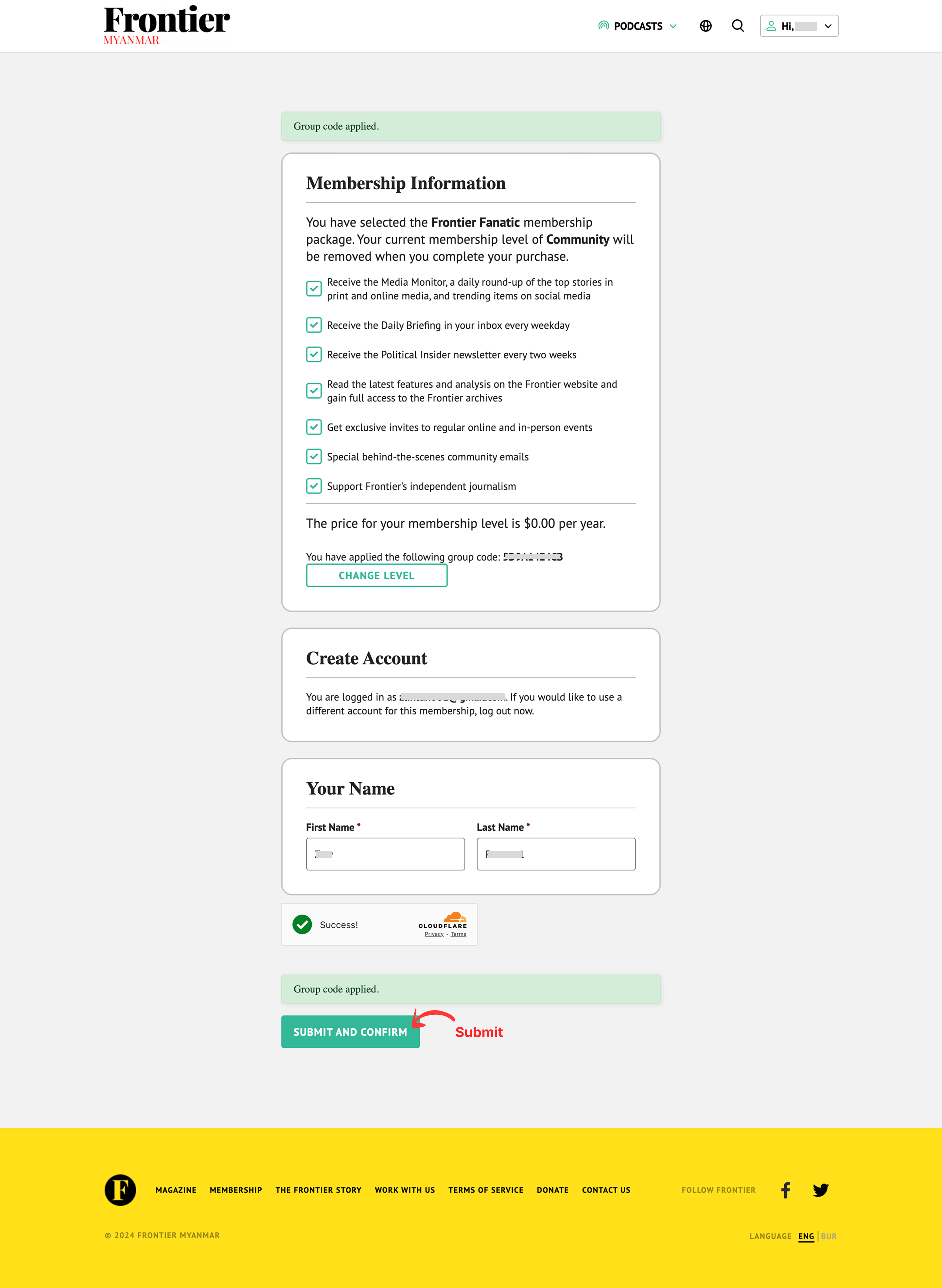 Checkout Page